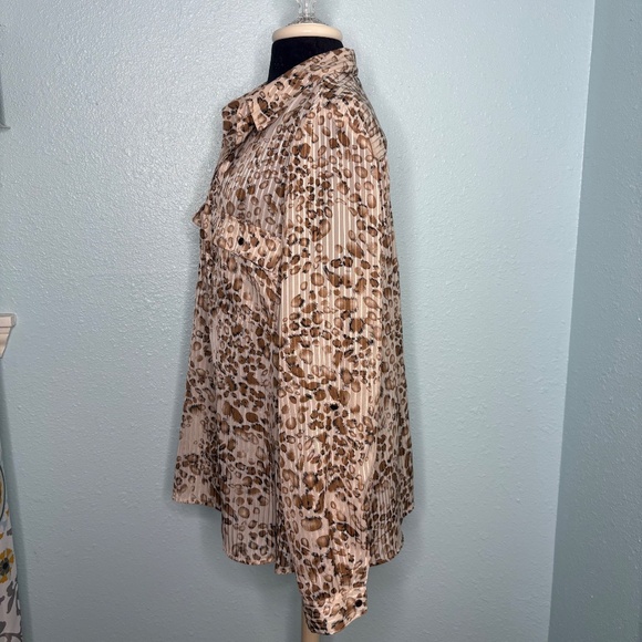 Roz & Ali Animal Print Sheer Blouse - Picture 2 of 10